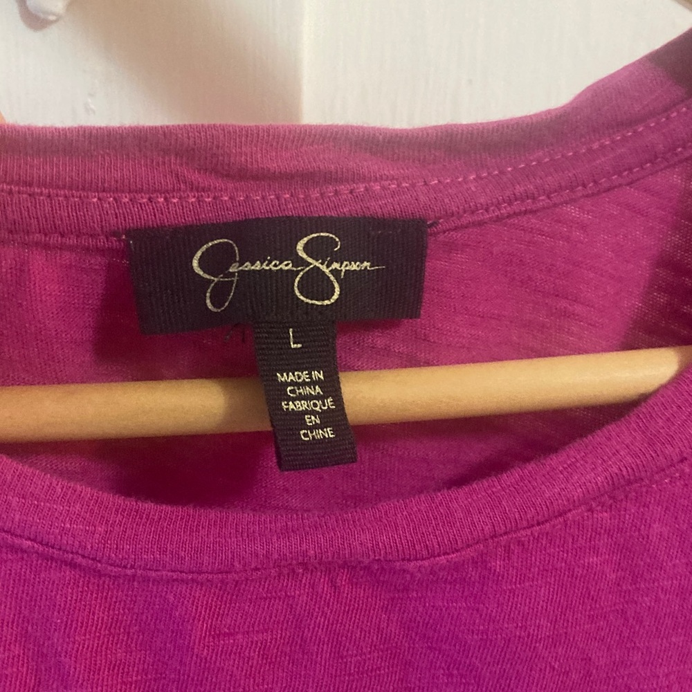 Jessica Simpson Magenta Eyelet Sleeve Top - Picture 2 of 5